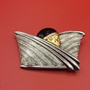 Silver and Gold Geometric Art Deco Brooch